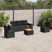 vidaXL Loungegrupp med dynor 6 delar svart konstrotting
