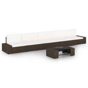 vidaXL Loungegrupp för trädgården 6 delar konstrotting brun