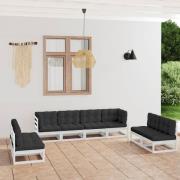 vidaXL Loungegrupp med dynor 8 delar massiv furu