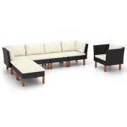 vidaXL Loungegrupp för trädgården 7 delar med dynor konstrotting eukal...