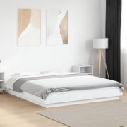 vidaXL Sängram med LEDs vit 150x200 cm konstruerad trä