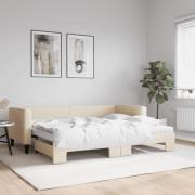 vidaXL Dagbädd med madrasser utdragbar gräddvit 80x200 cm tyg