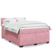 vidaXL Ramsäng med madrass mörk rosa 140x200 cm sammet