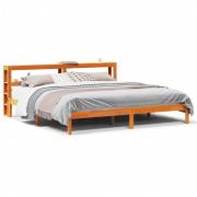vidaXL Sängram med huvudgavel vaxbrun 200x200 cm massiv furu