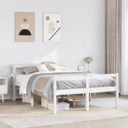 vidaXL Seniorsäng med sänggavel vit 135x190 cm massiv furu