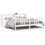 vidaXL Sängram med huvudgavel utan madrass vit 200x200 cm
