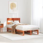 vidaXL Sängram utan madrass vaxbrun 100x200 cm massiv furu