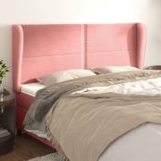 vidaXL Sänggavel med kanter rosa 203x23x118/128 cm sammet