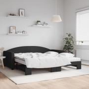 vidaXL Dagbädd med extrabädd och madrasser svart 100x200 cm tyg