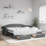 vidaXL Dagbädd utdragbar med lådor mörkgrå 100x200 cm tyg