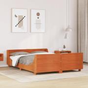 vidaXL Sängram utan madrass vaxbrun 150x200 cm massiv furu