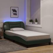 vidaXL Sängram med LED utan madrass mörkgrå 100x200 cm tyg