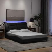 vidaXL Sängram med LED utan madrass svart 140x190 cm tyg