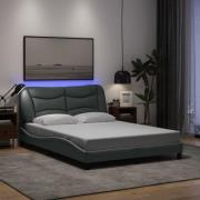 vidaXL Sängram med LED utan madrass ljusgrå 120x200 cm tyg