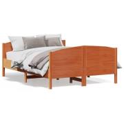 vidaXL Sängram utan madrass vaxbrun 160x200 cm massiv furu