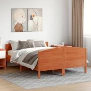 vidaXL Sängram utan madrass vaxbrun 140x190 cm massiv furu