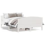 vidaXL Sängram utan madrass vit 140x200 cm massiv furu