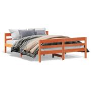 vidaXL Sängram utan madrass vaxbrun 140x200 cm massiv furu