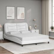 vidaXL Sängram med huvudgavel vit 120x200 cm konstläder