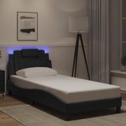 vidaXL Sängram med LED-belysning svart 90x190 cm konstläder