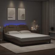 vidaXL Bed Frame "Viana" with LED without Mattress Cappuccino 160x200 ...