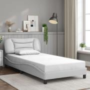 vidaXL Sängram med huvudgavel vit 100x200 cm konstläder