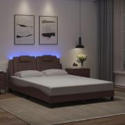 vidaXL Bed Frame "Viana" with LED without Mattress Brown 120x200 cm