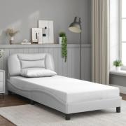 vidaXL Sängram med huvudgavel vit 90x190 cm konstläder