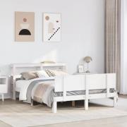 vidaXL Sängram med huvudgavel utan madrass vit 160x200 cm