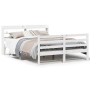 vidaXL Sängram med huvudgavel utan madrass vit 160x200 cm