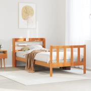 vidaXL Sängram med huvudgavel vaxbrun 100x200 cm massiv furu