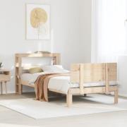 vidaXL Sängram med huvudgavel 90x190 cm massiv furu