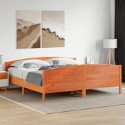 vidaXL Sängram utan madrass vaxbrun 180x200 cm massiv furu