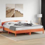 vidaXL Sängram utan madrass vaxbrun 180x200 cm massiv furu