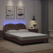 vidaXL Bed Frame "Viana" with LED without Mattress Brown 140x200 cm