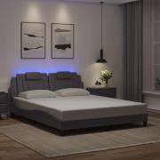 vidaXL Sängram med LED-belysning grå 160x200 cm konstläder