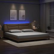 vidaXL Sängram med LED-belysning cappuccino 200x200 cm konstläder