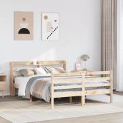 vidaXL Sängram med huvudgavel 140x200 cm massiv furu