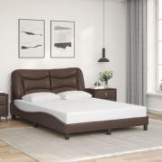 vidaXL Sängram med huvudgavel brun 120x200 cm konstläder