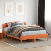 vidaXL Sängram utan madrass vaxbrun 120x200 cm massiv furu