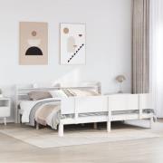 vidaXL Sängram med huvudgavel utan madrass vit 200x200 cm