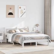 vidaXL Sängram med huvudgavel utan madrass vit 120x200 cm
