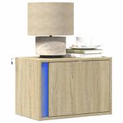 vidaXL Väggmonterade sängbord med LED-lampor 2 st sonoma-ek