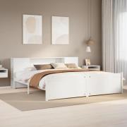 vidaXL Säng med bokhylla utan madrass vit 200x200cm massiv furu