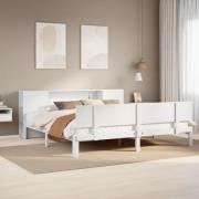 vidaXL Säng med bokhylla utan madrass vit 180x200cm massiv furu