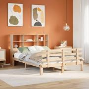 vidaXL Säng med bokhylla utan madrass 160x200cm massiv furu