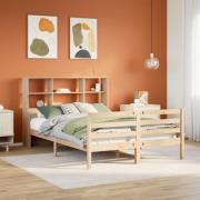 vidaXL Säng med bokhylla utan madrass 150x200cm massiv furu