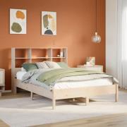 vidaXL Säng med bokhylla utan madrass 150x200cm massiv furu