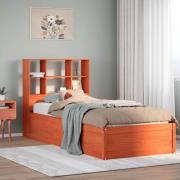vidaXL Sängram utan madrass vaxbrun 100x200 cm massiv furu