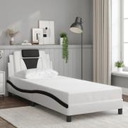 vidaXL Sängram med huvudgavel vit och svart 80x200 cm konstläder